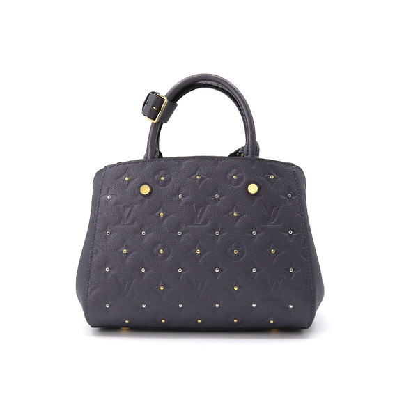 Louis Vuitton Emplant Montaigne BB Shoulder Bag Leather Silver Studs Black - Picture 2 of 8